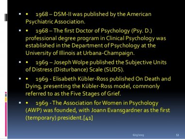 1968 – DSM-II was published by