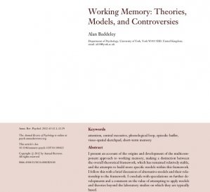 IQs Corner: Baddely on working memory: Annual Review of Psych Of Psych article (2012 in