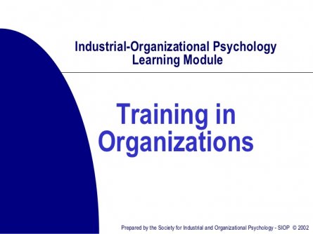 Training in organizations industrial psych learning module Training in organizations