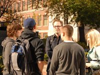 Nester talks to students