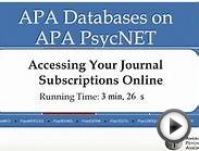 Accessing Your Journals Subscriptions on APA PsycNET